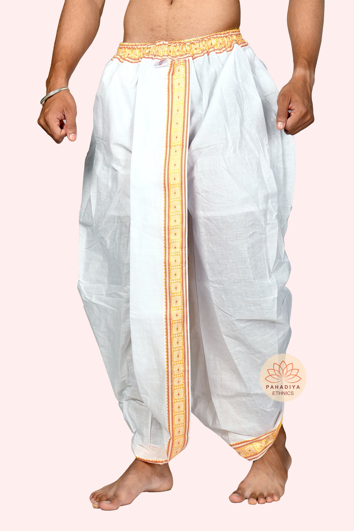 Shwet Veer – White (Pure Cotton, Elastic Wear and Dhoti Dupatta Set)