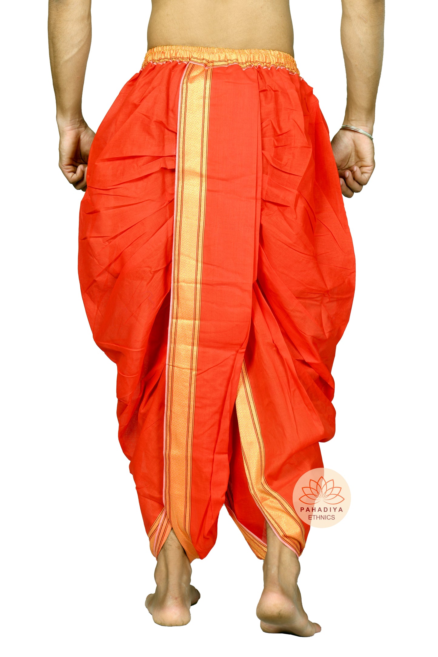 Rudra Veer – Red (Pure Cotton, Elastic Wear and Dhoti Dupatta Set)