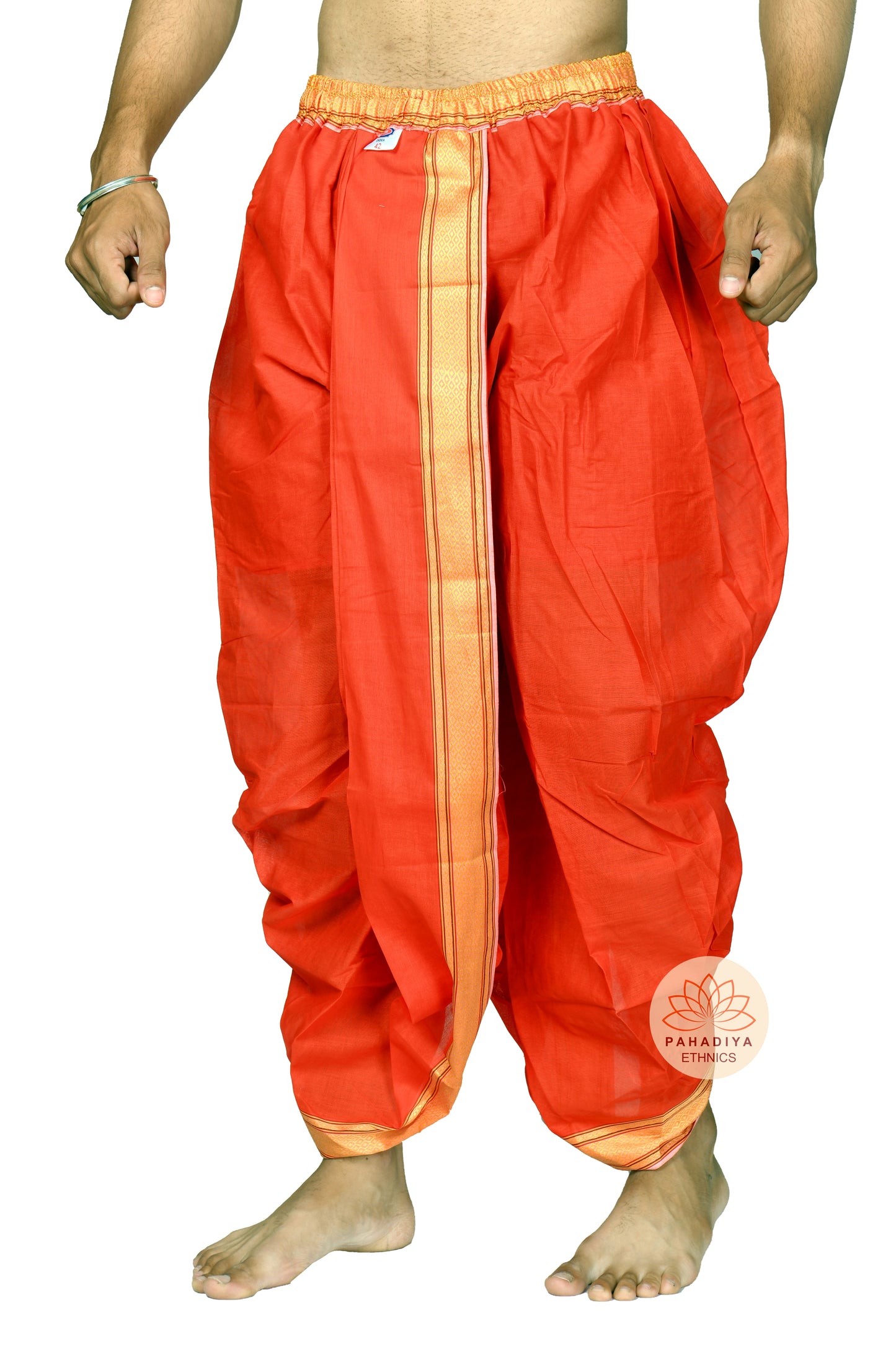 Rudra Veer – Red (Pure Cotton, Elastic Wear and Dhoti Dupatta Set)