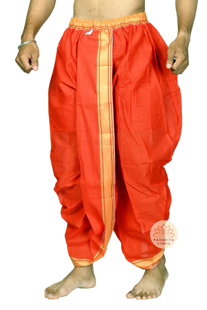 Rudra Veer – Red (Pure Cotton, Elastic Wear and Dhoti Dupatta Set)