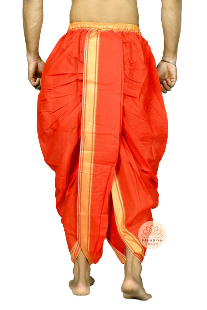 Rudra Veer – Red (Pure Cotton, Elastic Wear and Dhoti Dupatta Set)