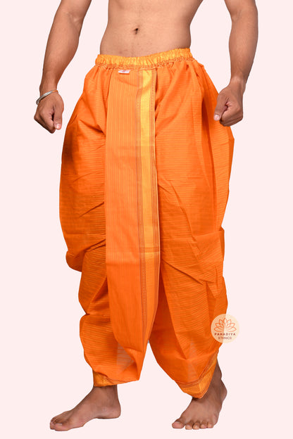 Dhruv – Kesari Dhoti-Dupatta Set (SELF LINING)