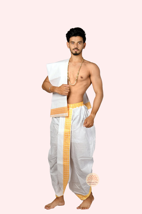 Arjun – Safed (Pure Cotton, Elastic Wear and Dhoti Dupatta Set)