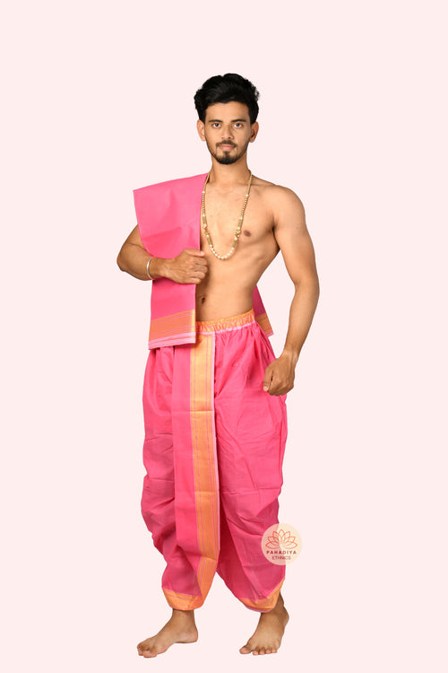 Arjun – Gulaabi (Pure Cotton, Elastic Wear and Dhoti Dupatta Set)