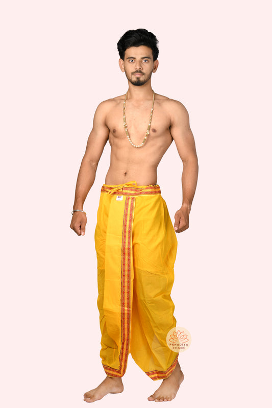 Haldi Sankranti – Mango Yellow Pure Cotton Dhoti (Only Dhoti)