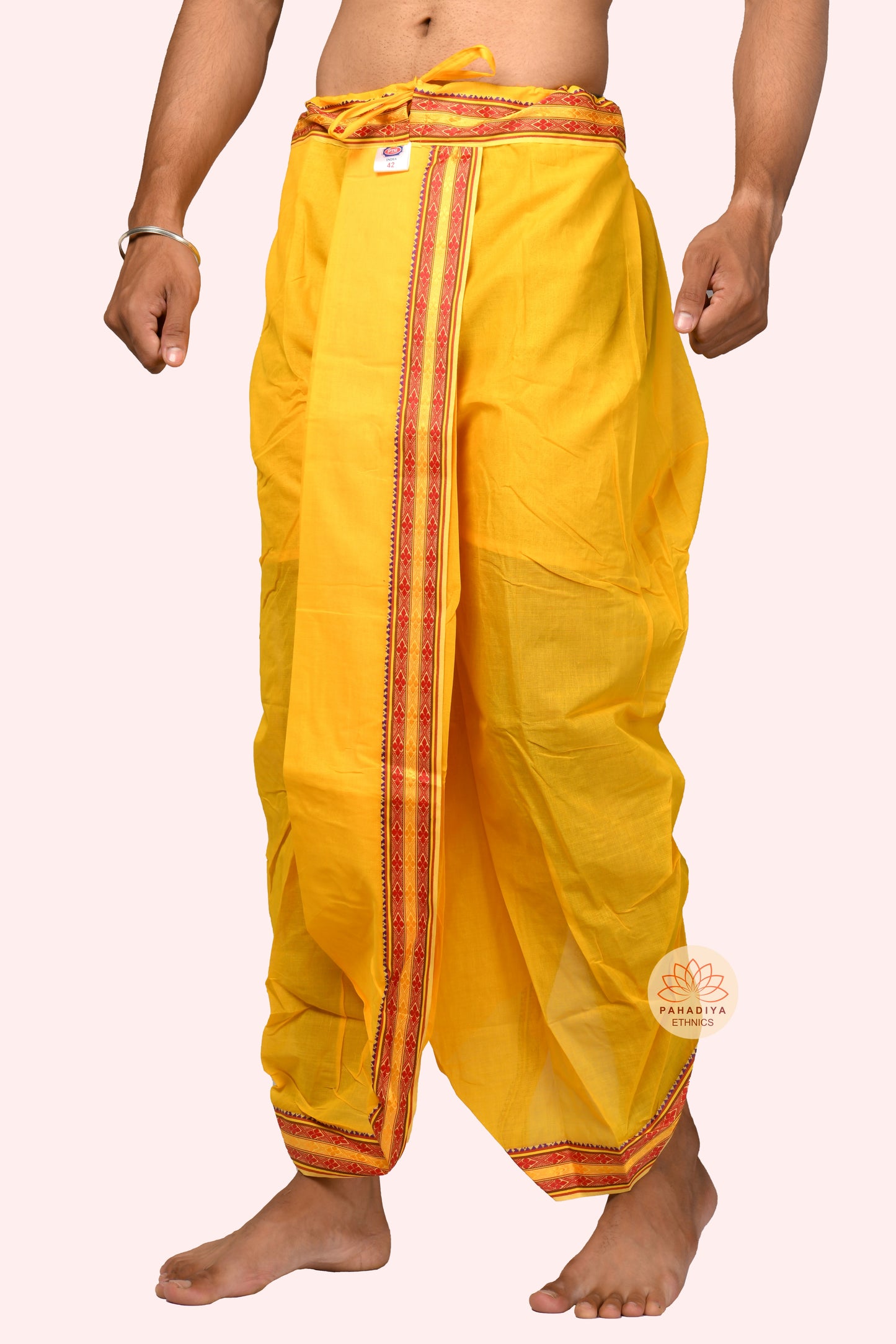 Haldi Sankranti – Mango Yellow Pure Cotton Dhoti (Only Dhoti)