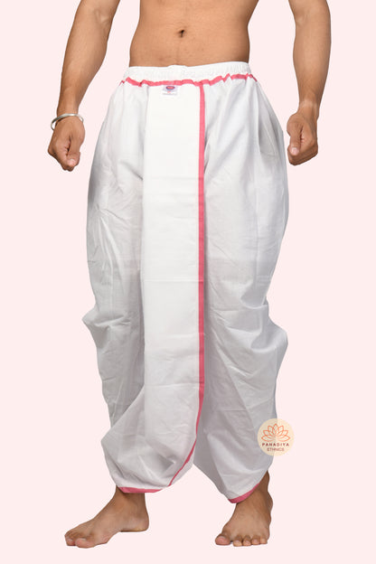 Taarak – Pink Patty Border Blended Dhoti