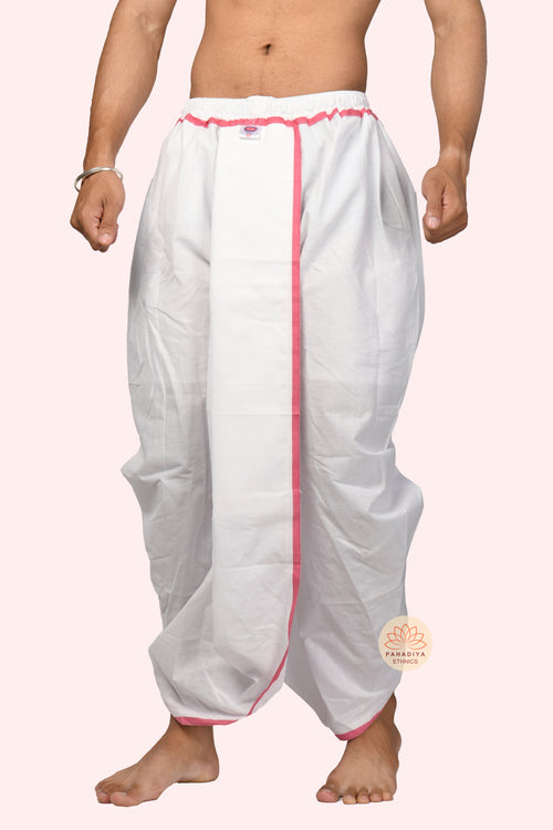 Taarak – Pink Patty Border Blended Dhoti