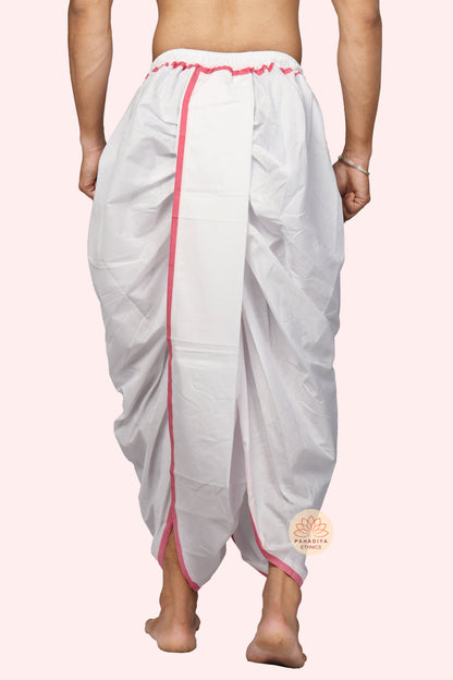 Taarak – Pink Patty Border Blended Dhoti