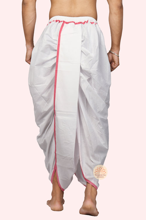 Taarak – Pink Patty Border Blended Dhoti