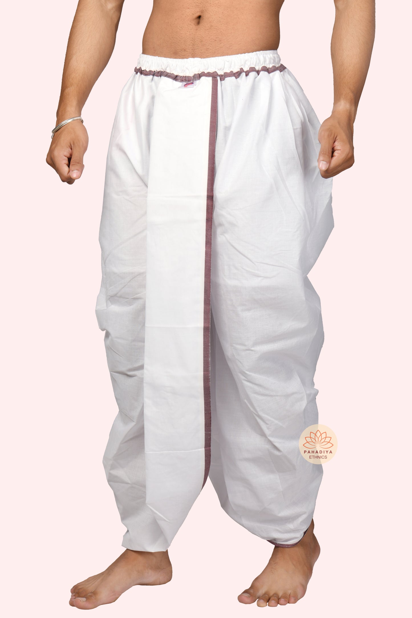 Taarak – Maroon Patty Border Blended Dhoti