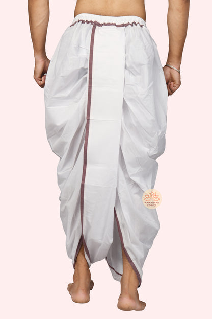 Taarak – Maroon Patty Border Blended Dhoti