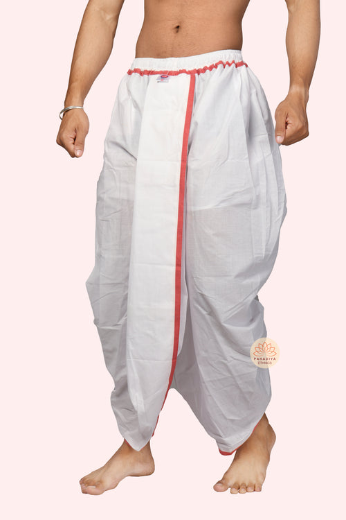 Taarak – Red  Patty Border Blended Dhoti