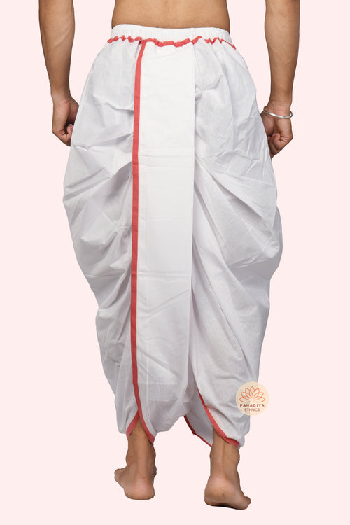 Taarak – Red  Patty Border Blended Dhoti